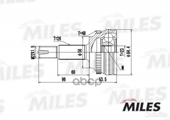 ШРУС toyota corolla 1.3 92-97 нар. (ABS) miles