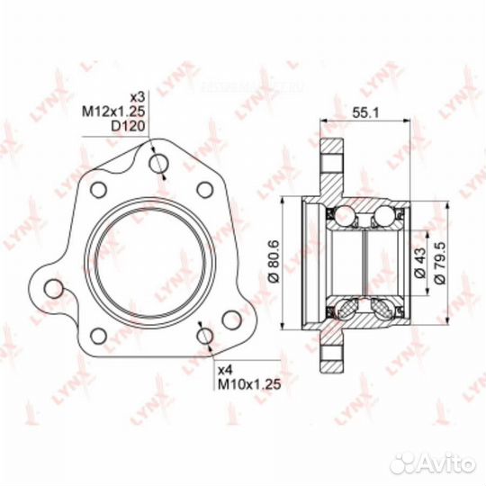 Lynxauto WB-1010 Ступица колеса зад прав