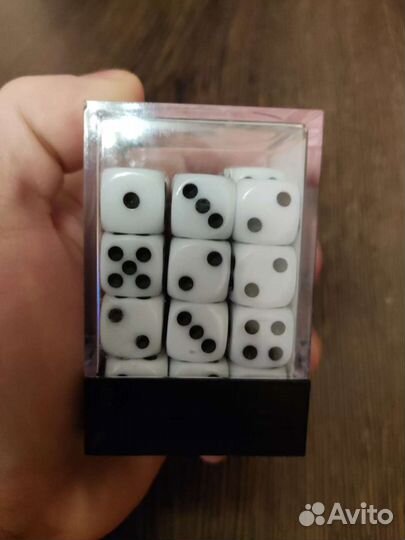 Набор кубиков D6. Прозрачные белый 12 мм. (36 шт)