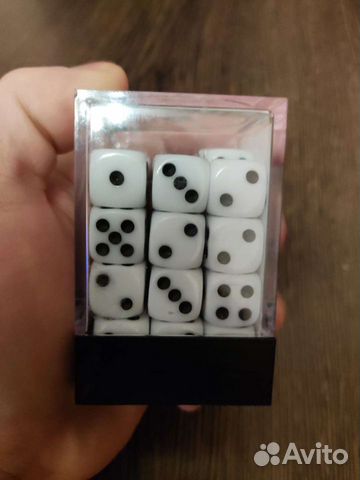 Набор кубиков D6. Прозрачные белый 12 мм. (36 шт)