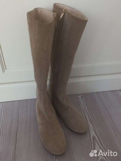 Сапоги Max mara 39 замшевые бежевые, оргинал