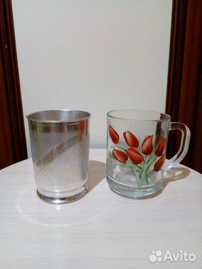 Стакан, мельхиор + серебро