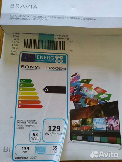 Инструкция от телевизора Sony Bravia 55