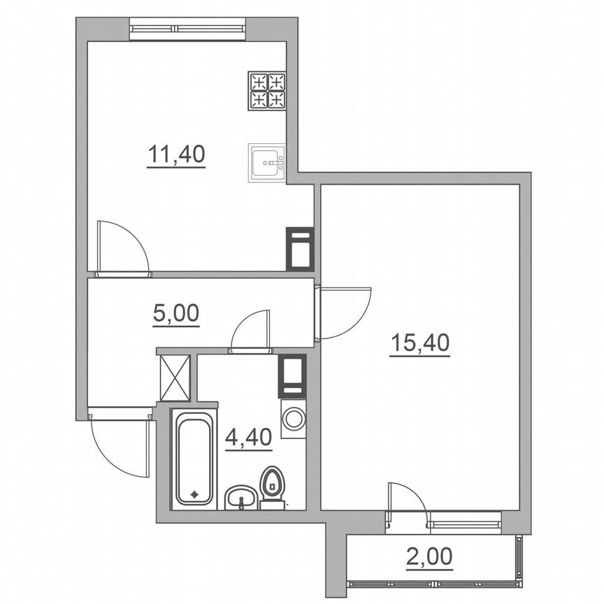 1-к. квартира, 38,2 м², 3/6 эт.