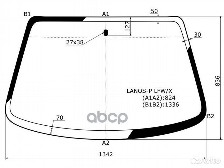 Стекло лобовое Chevrolet Lanos 05-09 / Daewoo
