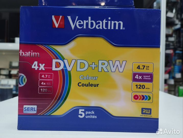Оптический диск DVD+RW/RW Verbatim Colour slim