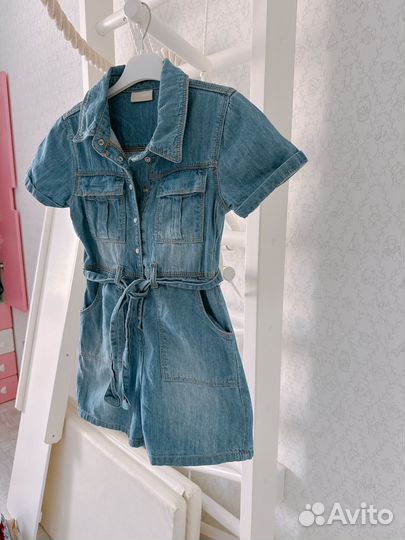 Джинсовый комбинезон для девочки 128-134