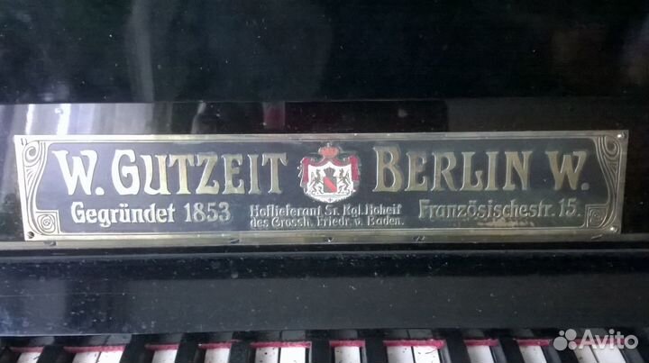 Антикварное пианино W. Gutzeit Berlin. W