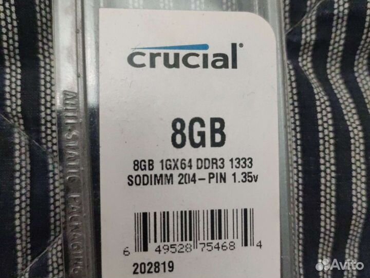 Оперативная память для ноутбука DDR3 8гб sodimm