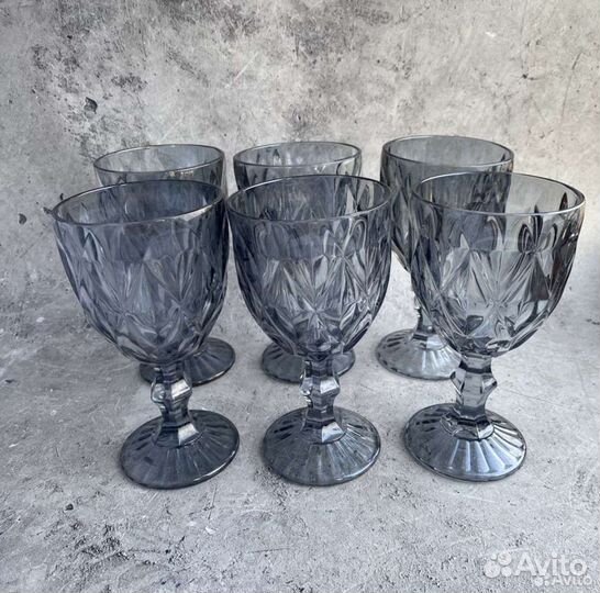 Набор винтажных бокалов 6шт для вина