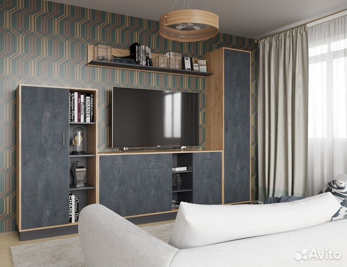 Гостиная модульная Николь Угольный камень