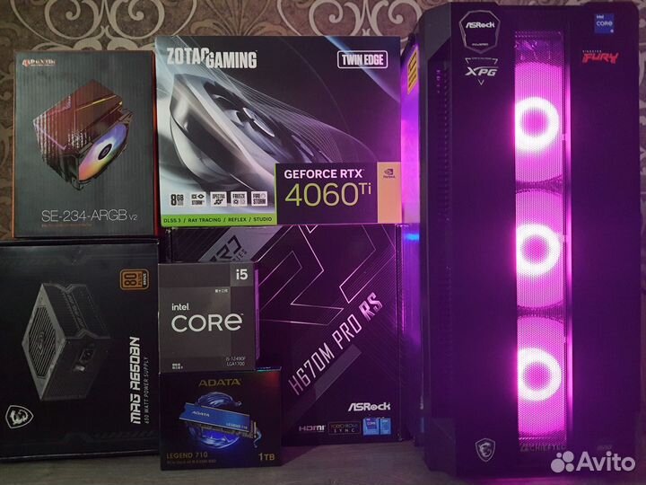 Мощный Пк RTX 4060Ti+Core i5-12490F/H670/SSD 1TB