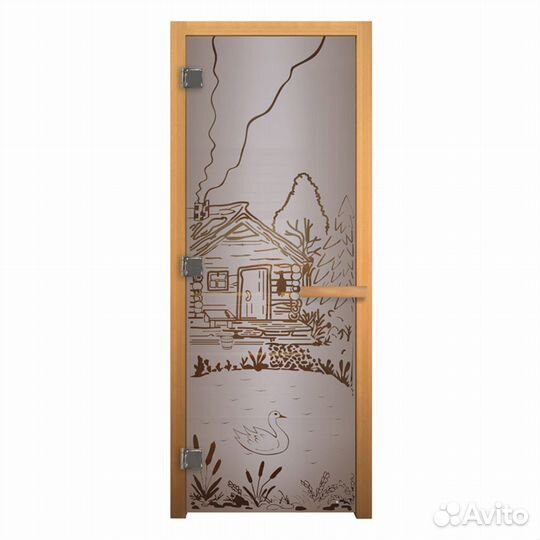 Дверь для Бани стекло Сатин Матовая 190х70 везувий