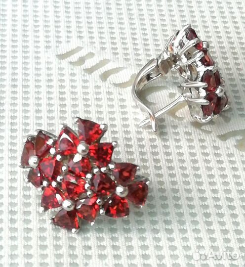 Серьги серебро гранат С405