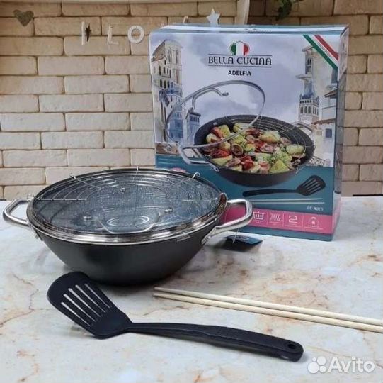 Сковорода вок 26 см с крышкой новая