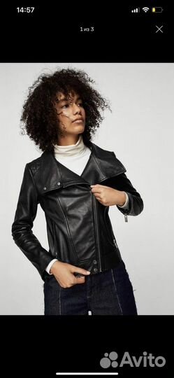 Кожаная куртка mango
