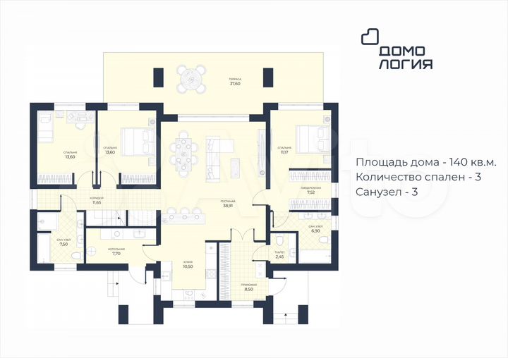 Дом 140 м² на участке 6 сот.