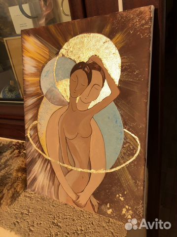 Интерьерная картина акрилом любовь пара позолота