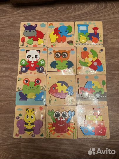Деревянные пазлы 3D для малышей