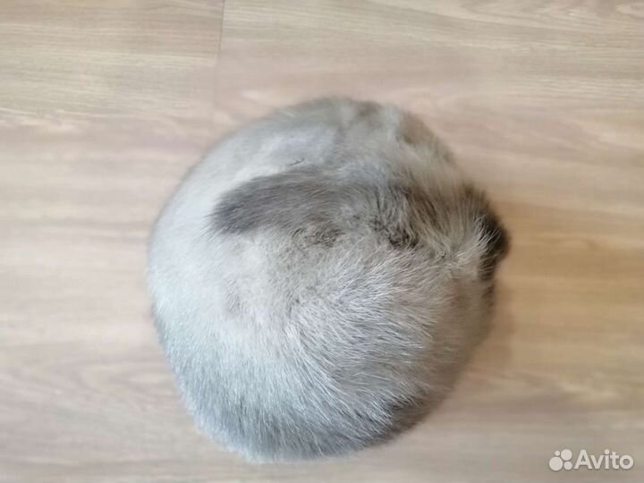 Норковая шапка серая с хвостиком