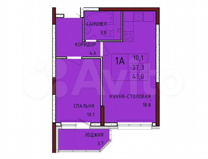 1-к. квартира, 41 м², 2/16 эт.