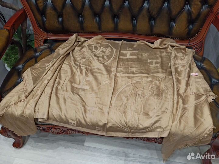 Палантин теплый hermes кашемир/шелк Франция