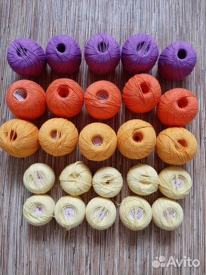 Нитки вязальные х/б, 50г 15шт, 25г 10шт