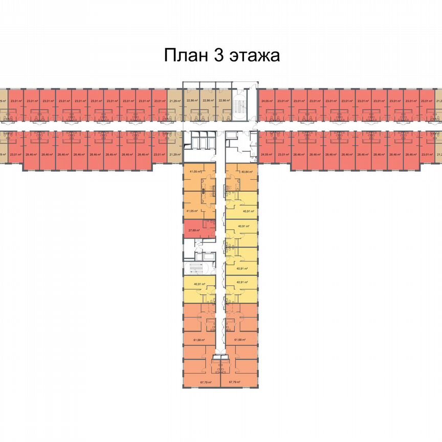 3-к. апартаменты, 67,8 м², 3/24 эт.