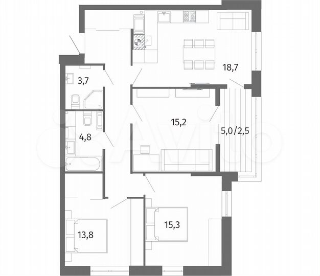 3-к. квартира, 87,9 м², 3/13 эт.