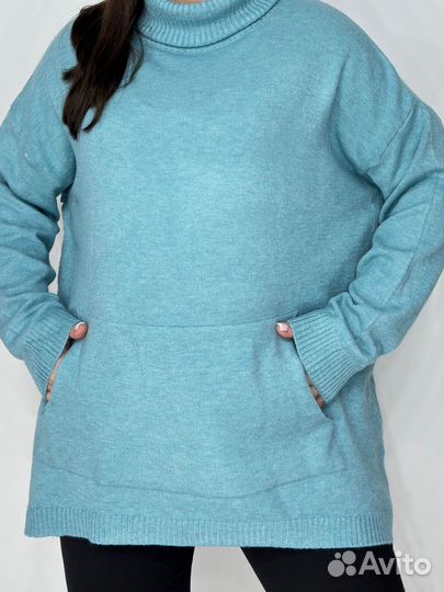 Джемпер С карманами оверсайз до 60-62