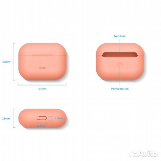 Чехол Elago для AirPods Pro Silicone Сase Peach