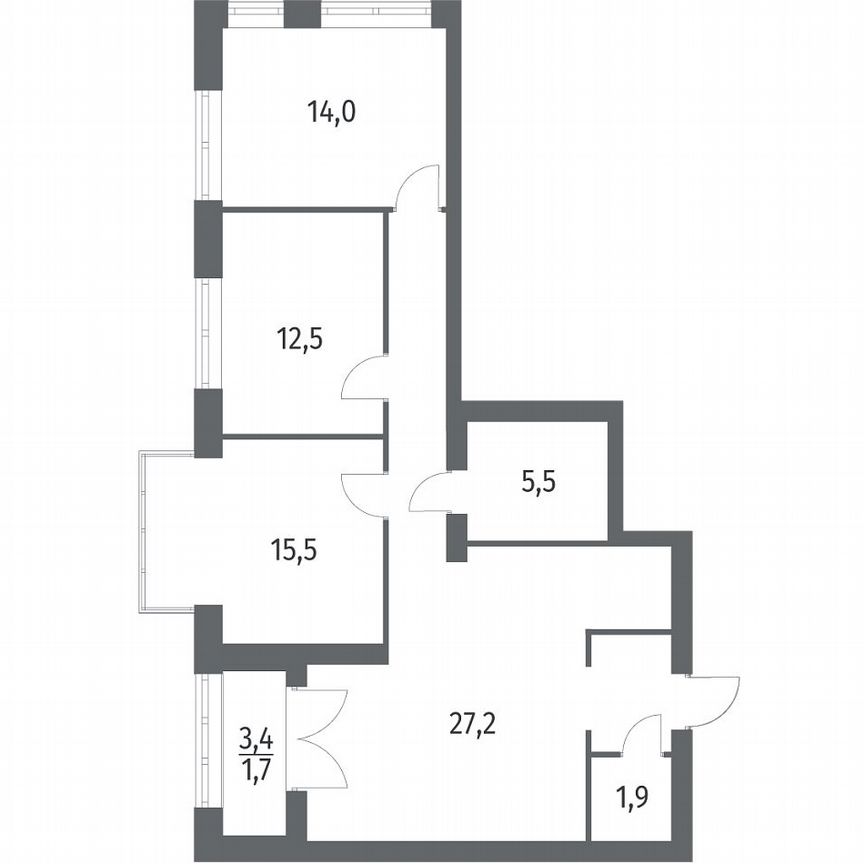 3-к. квартира, 89 м², 4/11 эт.