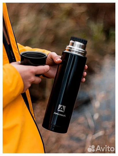 Термос для напитков Арктика 102-1000, 1 л, черный