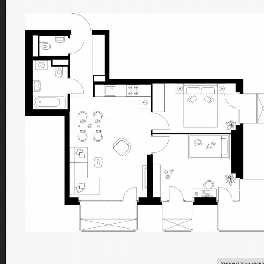 2-к. квартира, 54,7 м², 2/26 эт.