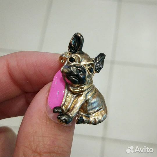 Брошь собака Бульдожка