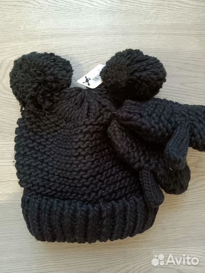 Шапочка для девочки с варежками