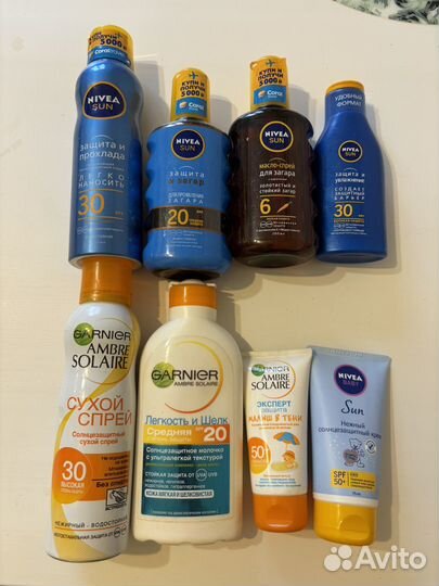 Солнцезащитный крем garnier, лосьон nivea sun