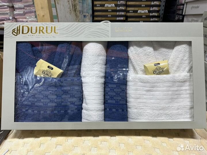 Семейный подарочный набор халат+полотенце Турция