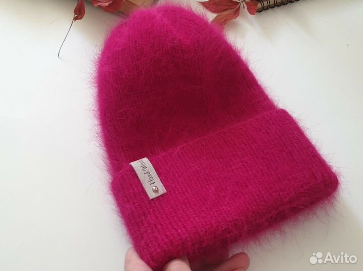 Шапка женская вязаная из пуха норки