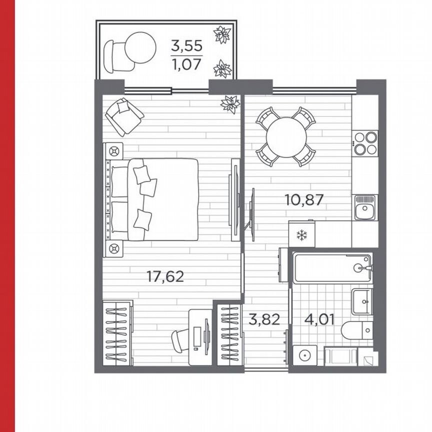 1-к. квартира, 37,4 м², 4/5 эт.