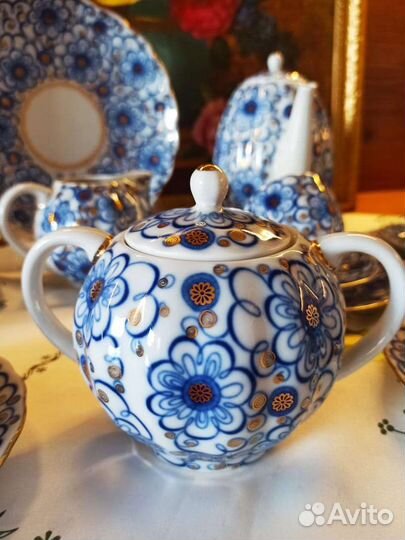 Сервиз кофейный фарфор Вьюнок Лфз 22 предмета