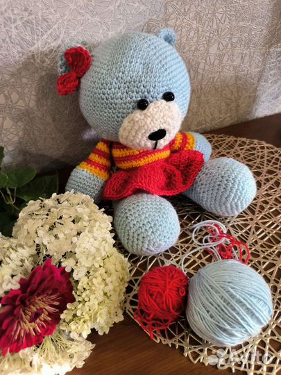Медвежонок амигуруми ручная работа подарок малышу