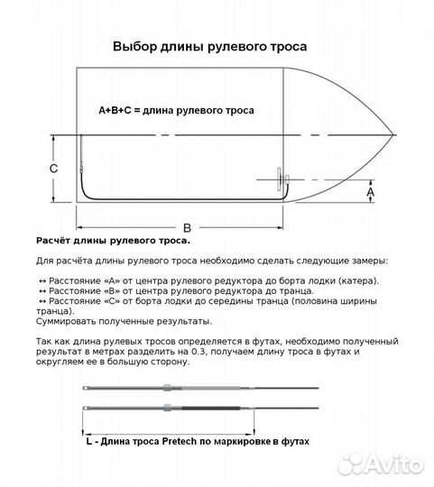 Трос рулевого управления 14 футов (4,27 м)