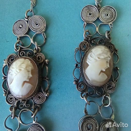 Винтажная старинная камея, колье, Италия