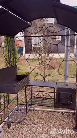 Мангал с печкой и крышей