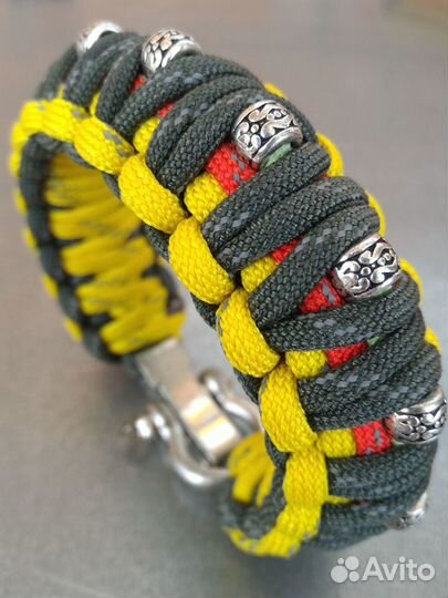 Браслет из паракорда 550 двойной с бусинами фосфор