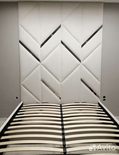 Мягкие стеновые панели с кроватью