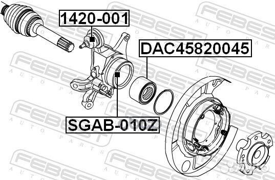 Подшипник ступицы задней Ssnagyong Kyron, Rext