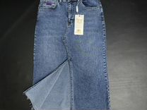 Юбка женская летняя джинсовая миди с разрезом