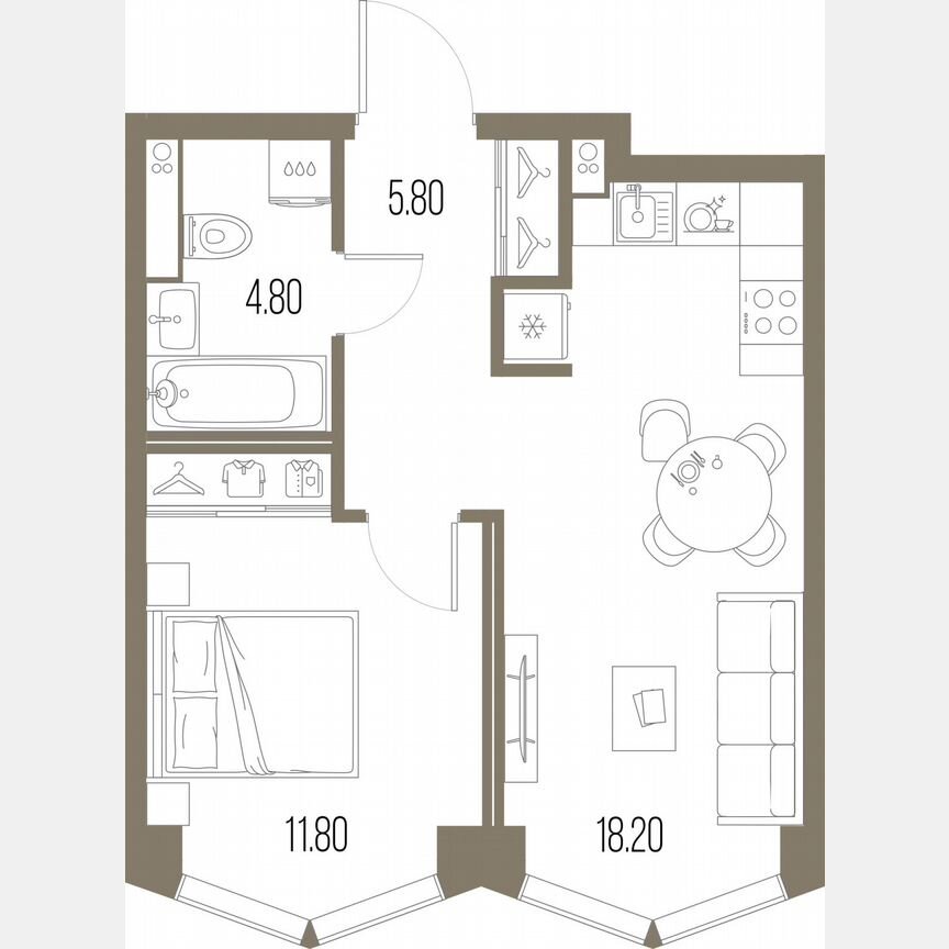 1-к. квартира, 40,6 м², 27/34 эт.